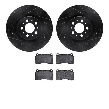 Dynamic Friction Co 8502-27204, Rotors-Drilled and Slotted-Black with 5000 Advanced Brake Pads, Zinc Coated 8502-27204